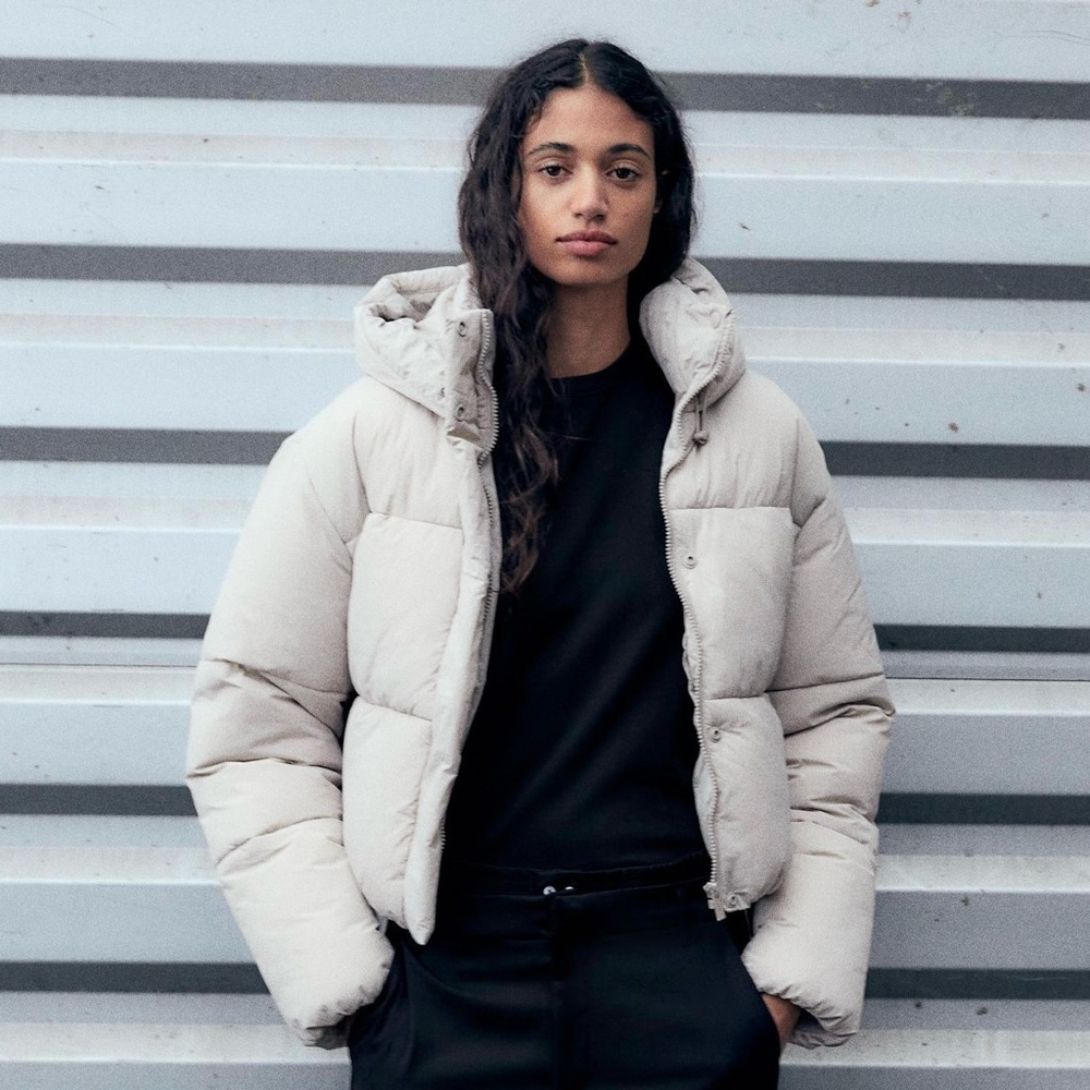 ZARA WATER-REPELLENT PUFFER ANORAK - Ecru Winter Jacket - Picture 2 of 10